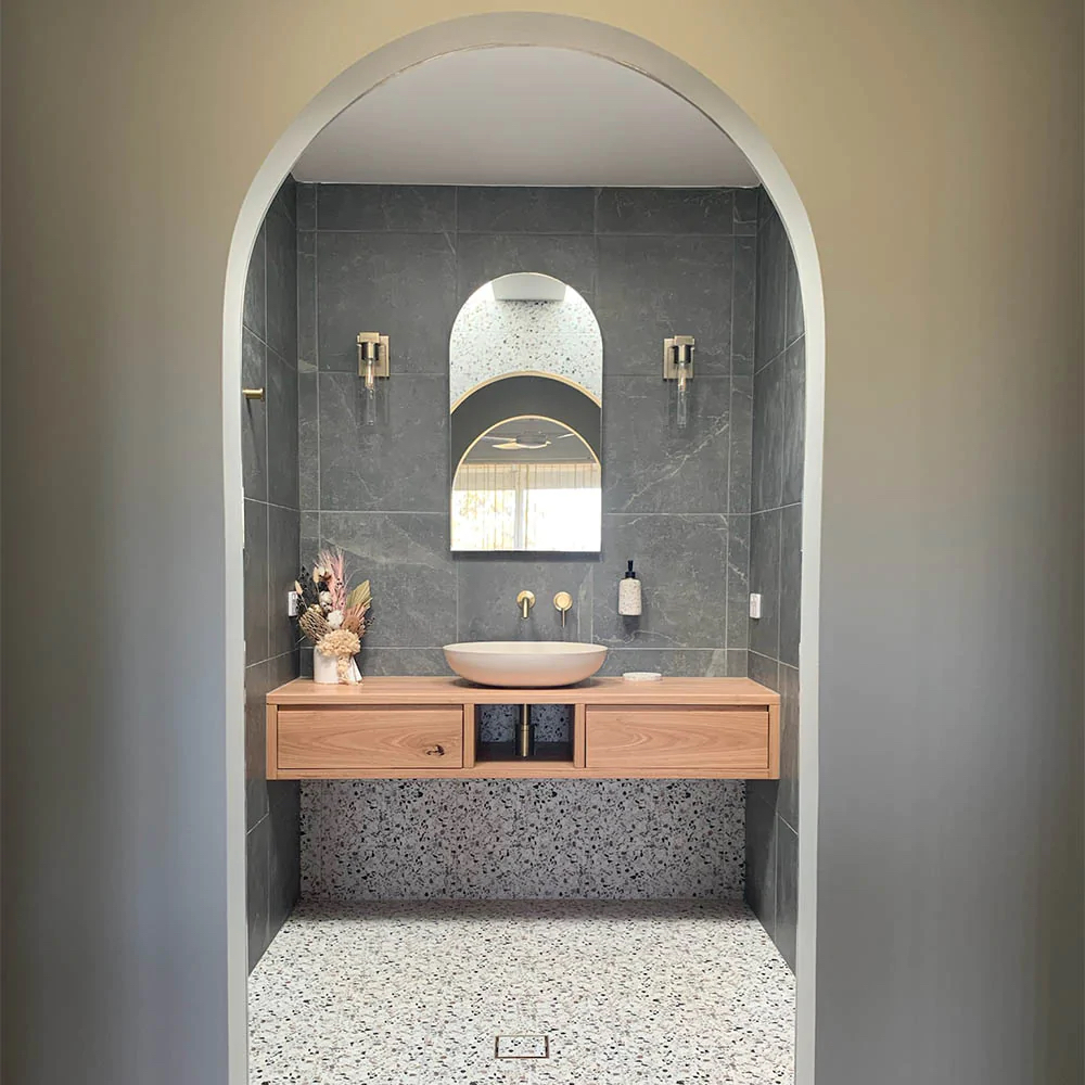 Bathroom renovation with new custom made vanity installed