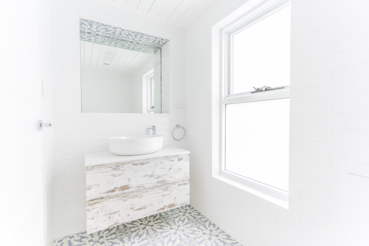 Ensuite Bathroom Renovation in Sylvania Sydney with beach style with large window