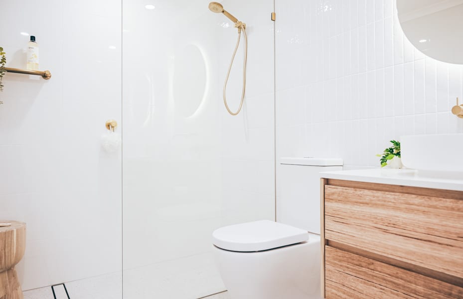 Complete Bathroom Renovation in Sydney With Terrazo Floor Tiles photo Complete Bathroom Renovation in Sydney with terrazo floor tiles by Nu Trend renovating contractor new waterproofing
