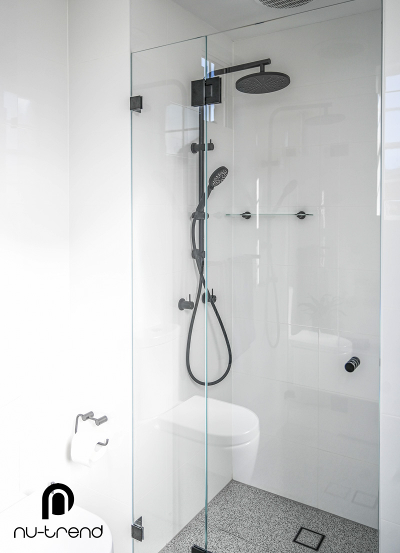 Nu Trend Sydney Renovation Company completed ensuite bathroom with glass shower screen