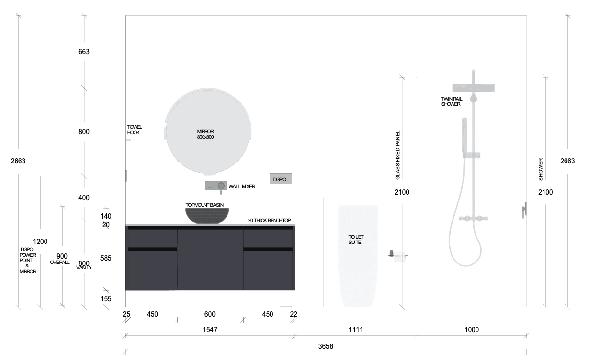 Nu Trend Sydney renovation using master bathroom interior design measurements by ThinkDzine