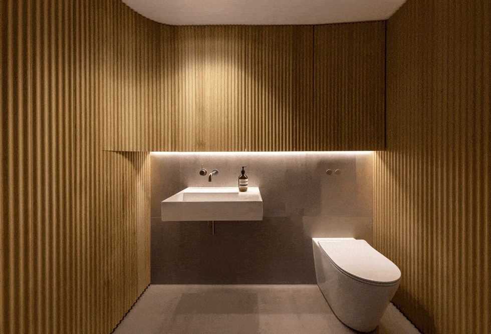 Vertical Lines using wall tiles in a toilet