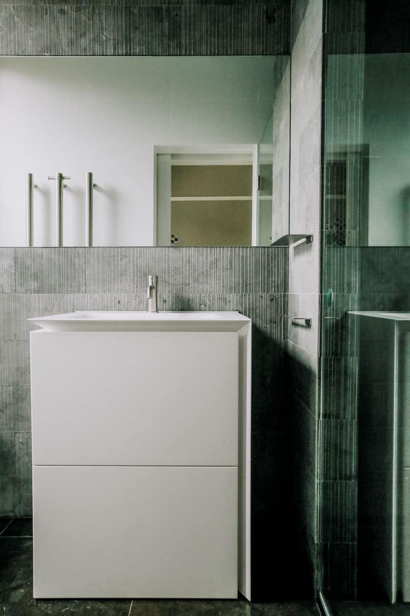 Sydney Ensuite Bathroom Renovation Company using Boffi vanity cupboard