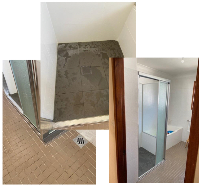 Shower floor is raised higher than existing bathroom floor