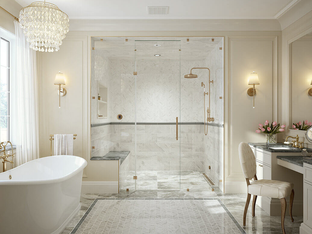 Steam shower renovation and installation photo Steam shower installed in heritage style bathroom