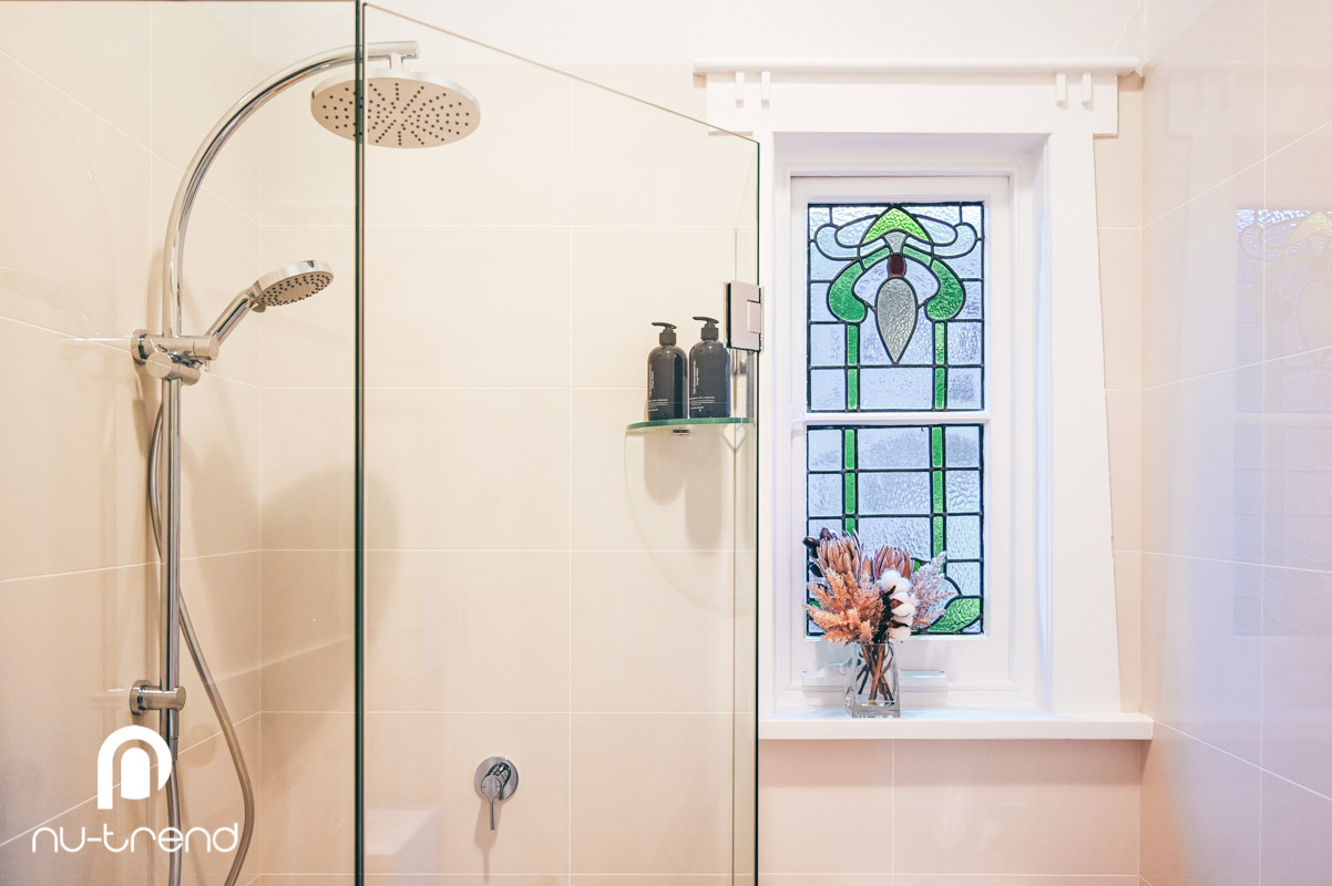 old window retained in a bathroom renovation in Ashbury