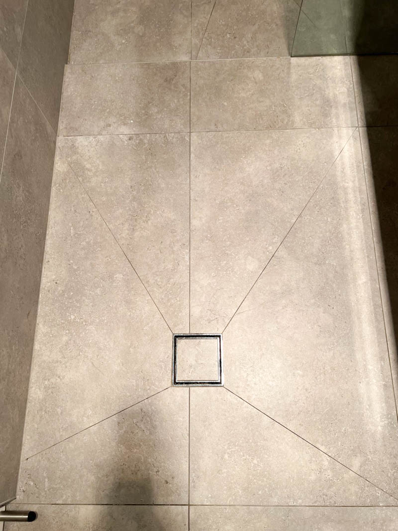 Split tiles laid in a bathroom renovation