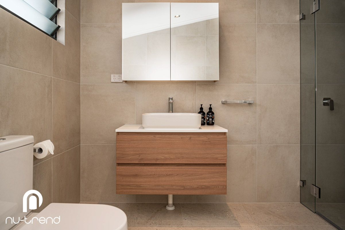 Bathroom renovation in Kingsford wall hung timber vanity