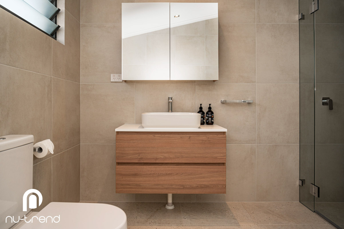 Complete bathroom renovation in Kingsford photo Bathroom renovation in Kingsford wall hung timber vanity