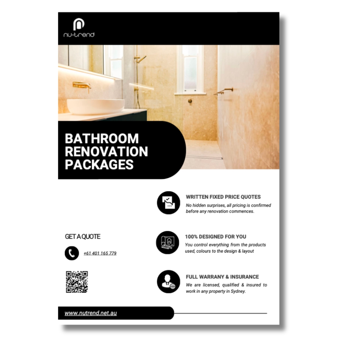 Nutrend Bathroom Renovation Package Pricing Brochure preview image