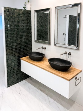 A twin vanity area of a Nu Trend Sydney Bathroom Renovation in Miranda