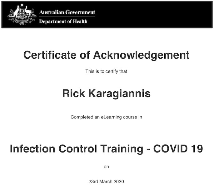 Nu Trend Infection Control Training Certificate