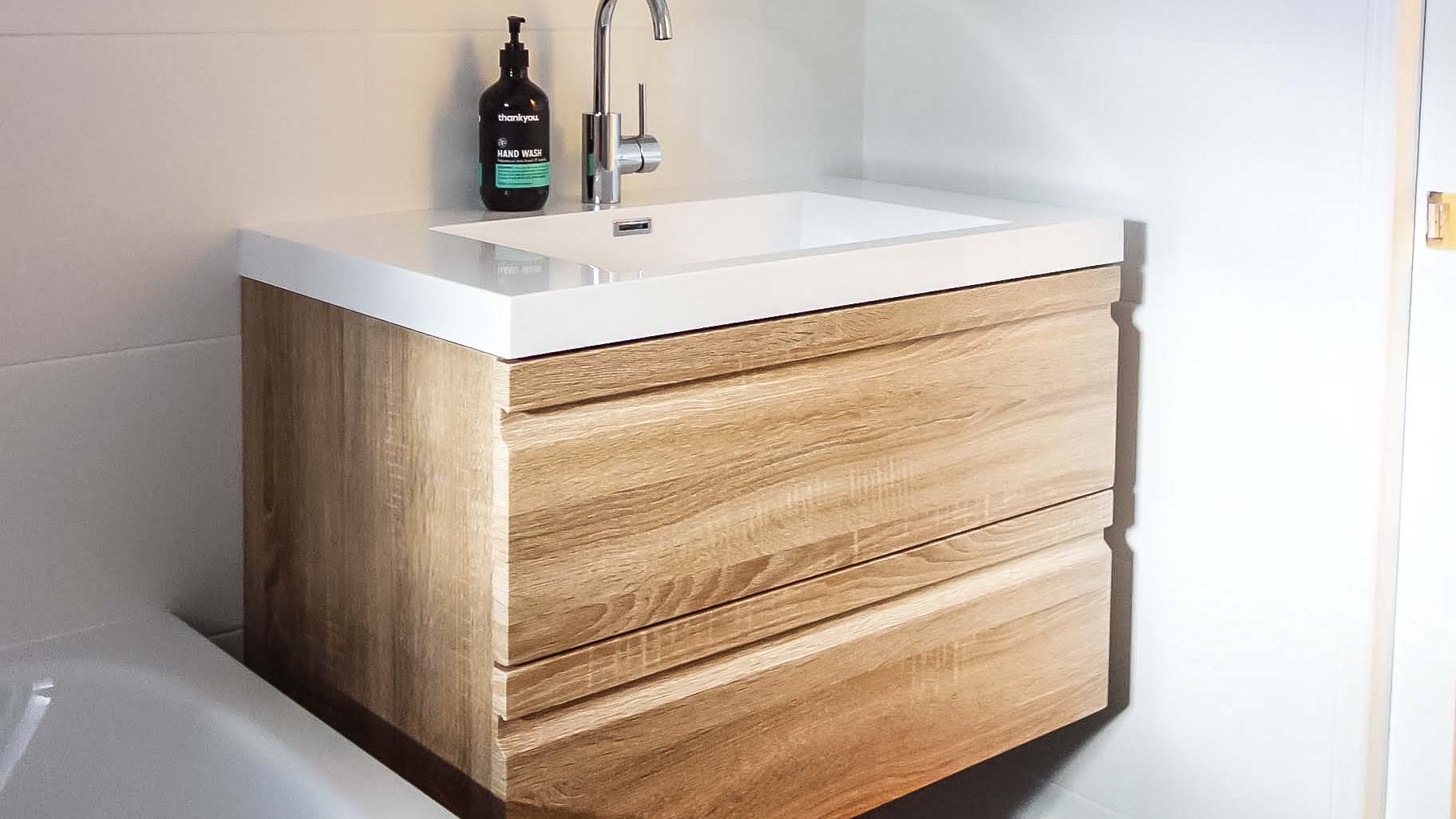 Nu Trend Sydney Bathroom Renovation with wooden vanity unit in Marrickville