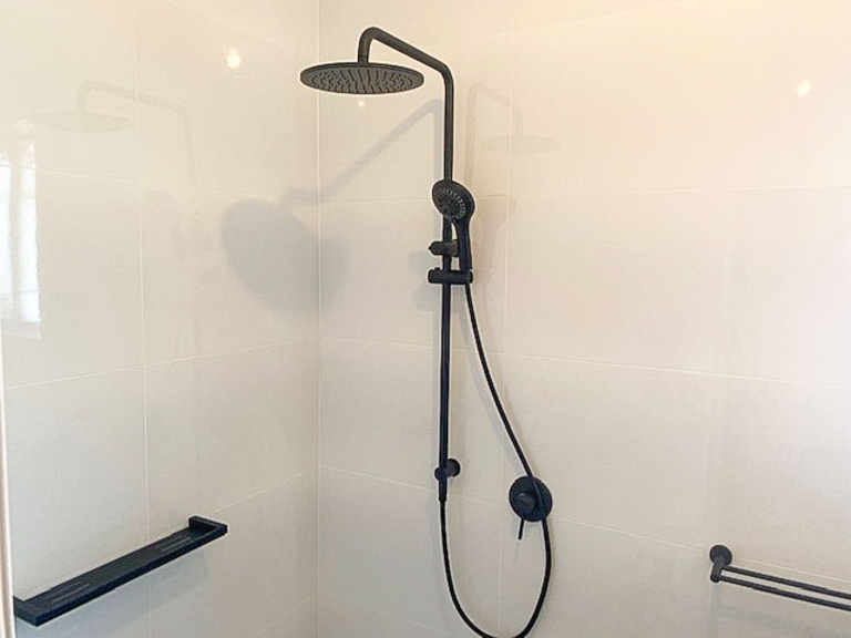 Small Bathroom Renovation for a unit in Hurstville Sydney by Nu-Trend Bathroom Renovations new shower head