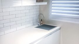 The laundry sink area of a Nu Trend Sydney Bathroom Renovation in Baulkham Hills The laundry sink area of a Nu Trend Sydney Bathroom Renovation in Baulkham Hills